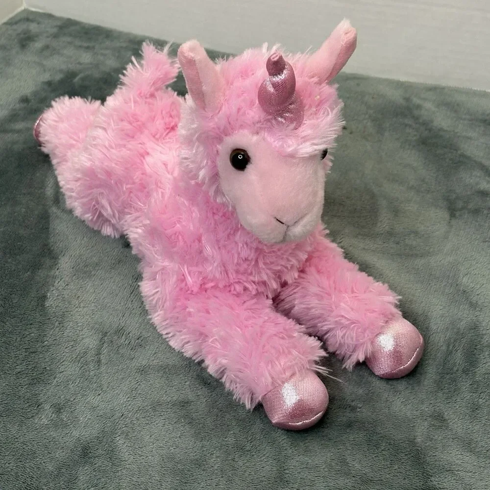 Aurora Llama Unicorn Plush Pink Stuffed Animal Toy 2020 Laying Flat 13”